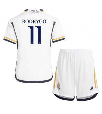 Real Madrid Rodrygo Goes #11 Hemmaställ Barn 2023-24 Kortärmad (+ Korta byxor)